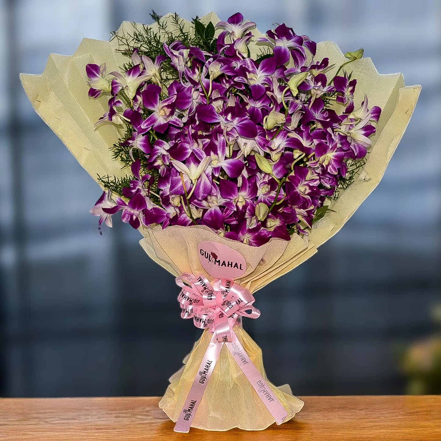 Purple orchid hand bouquet