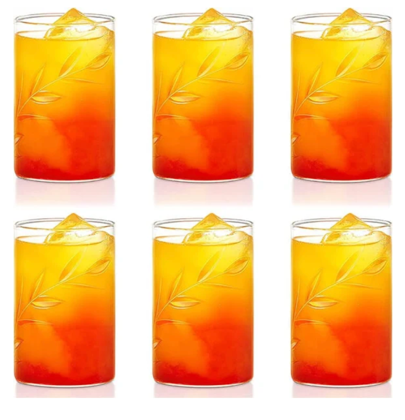 Borosil Creeper Cut Glass - Large, 350 ml (Set of 6)